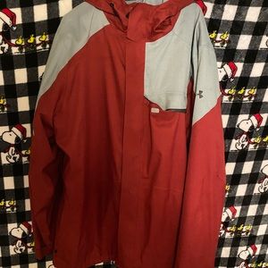 Mens 2xl heavy under armor winter coat. Zip in liner. Red and gray